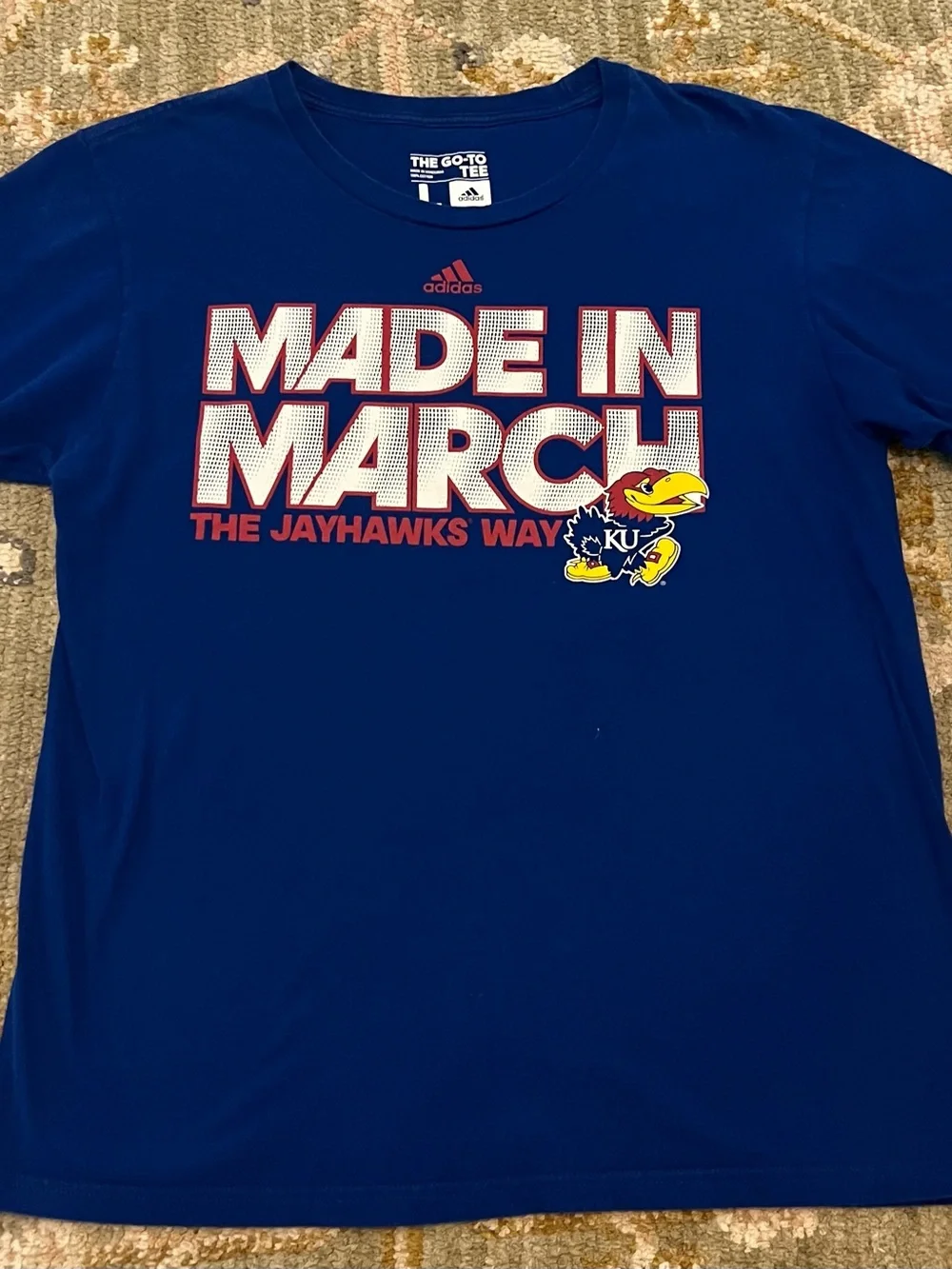 Kansas Jayhawks Adidas Made For March Shirt Men’s Size Large Color Blue